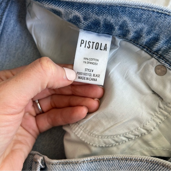 Pistola Lana raw hem high waisted cropped wide leg jeans light wash size 30 - Picture 8 of 12
